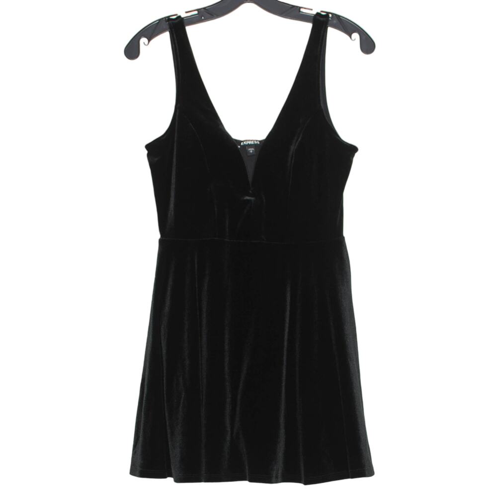 Express Dress Velvet Y2K Grunge 90s Minimalist Dark Academia Goth Black Small